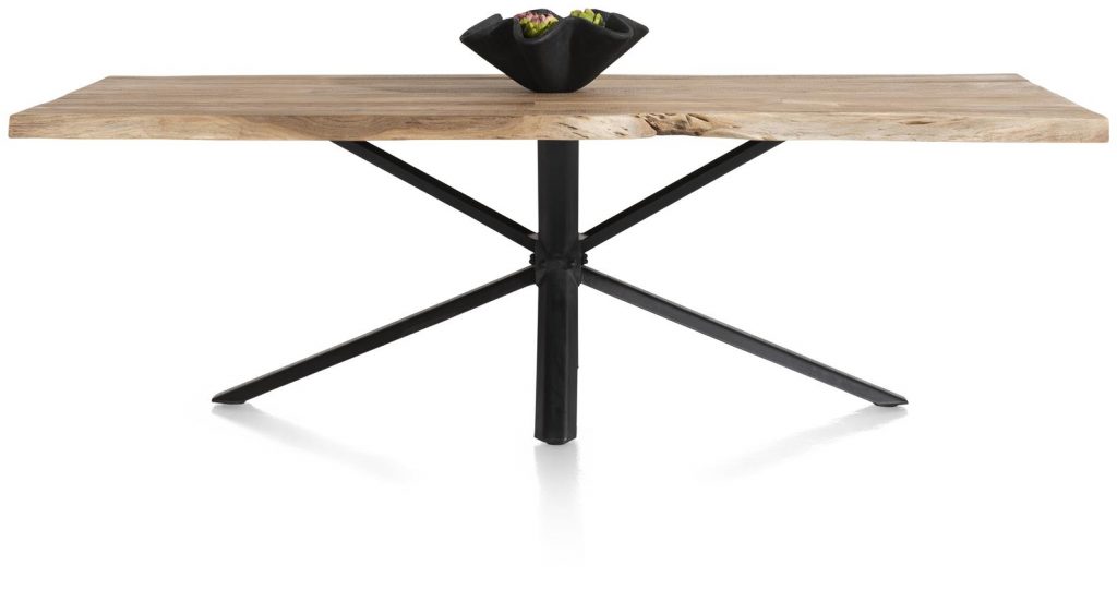 table style moderne piètement en métal et plateau en bois brut