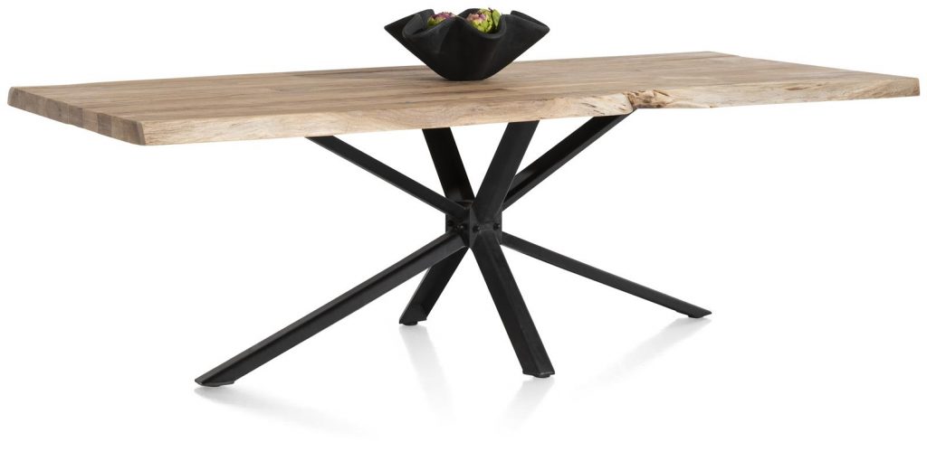table style moderne piètement en métal et plateau en bois brut