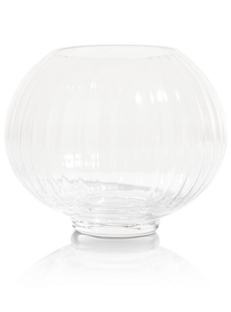bougeoir rond et blanc en verre