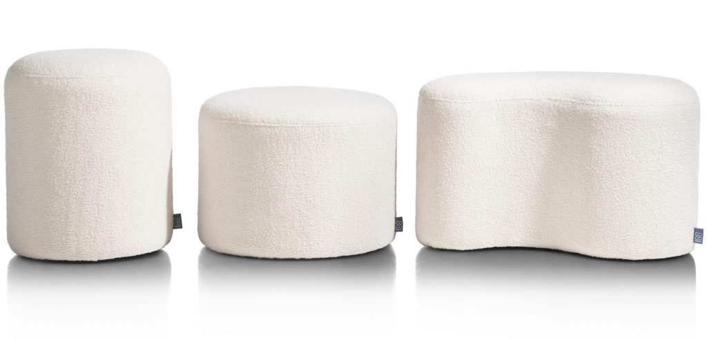 poufs formes organiques tissu crème bouclé coco maison