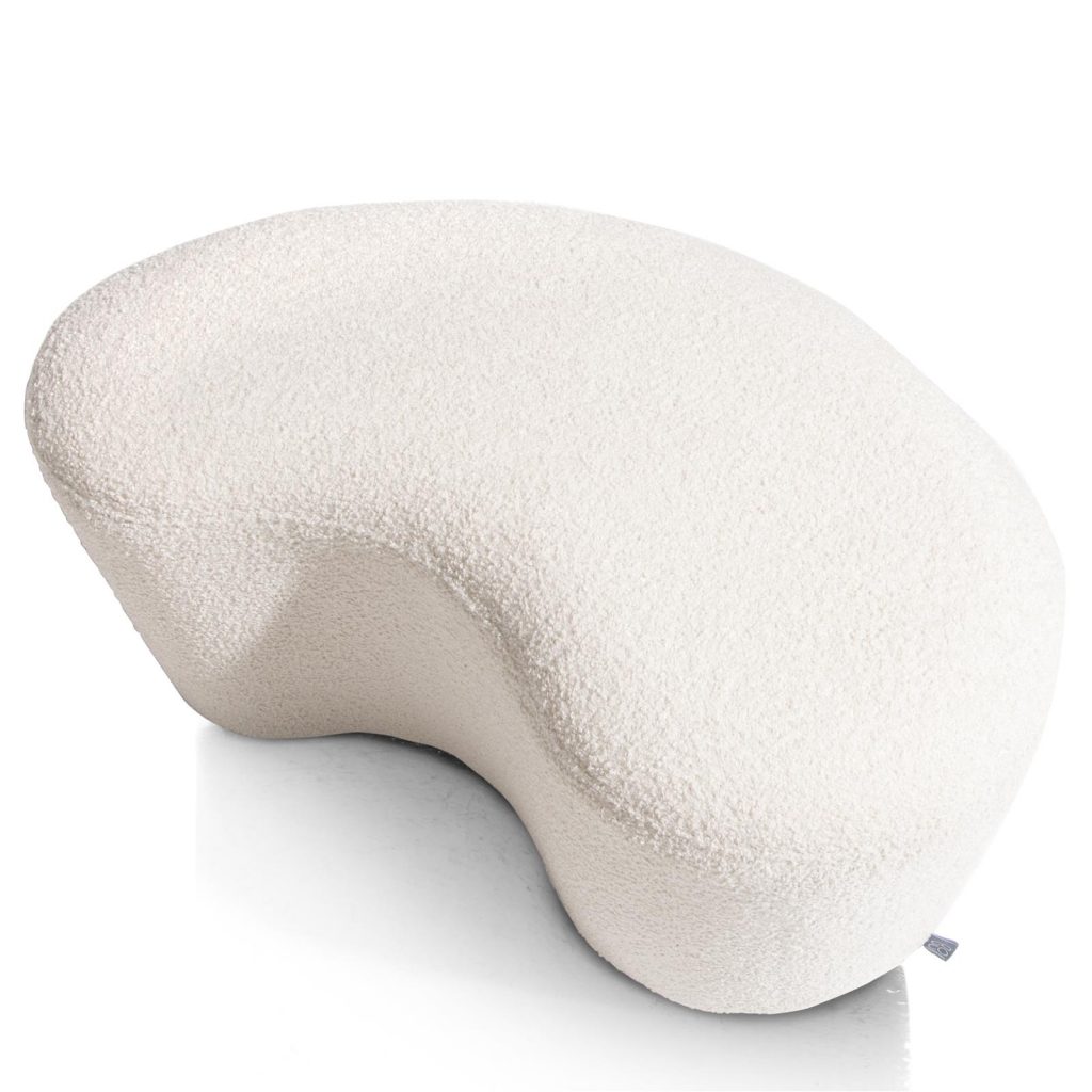 pouf forme organique tissu crème bouclé coco maison