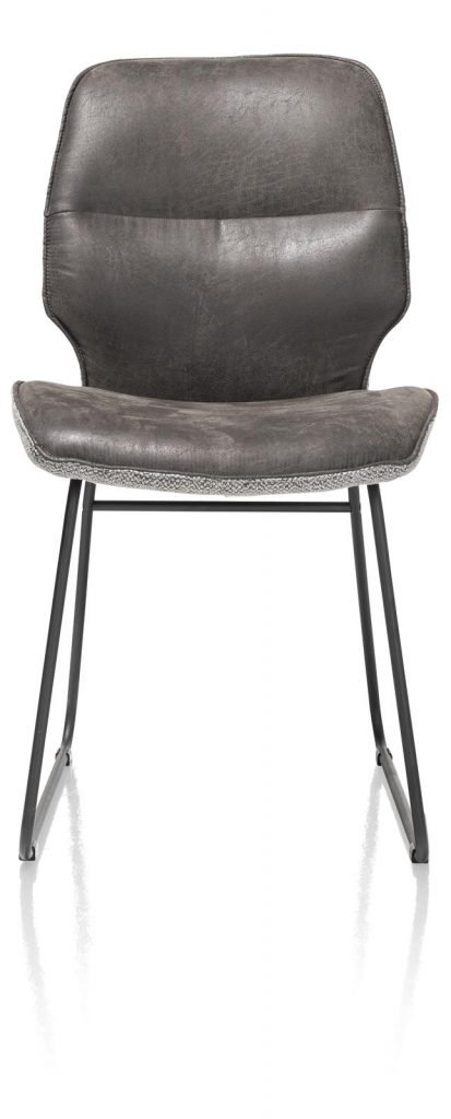 chaise moderne et épurée a double tissu gris clair