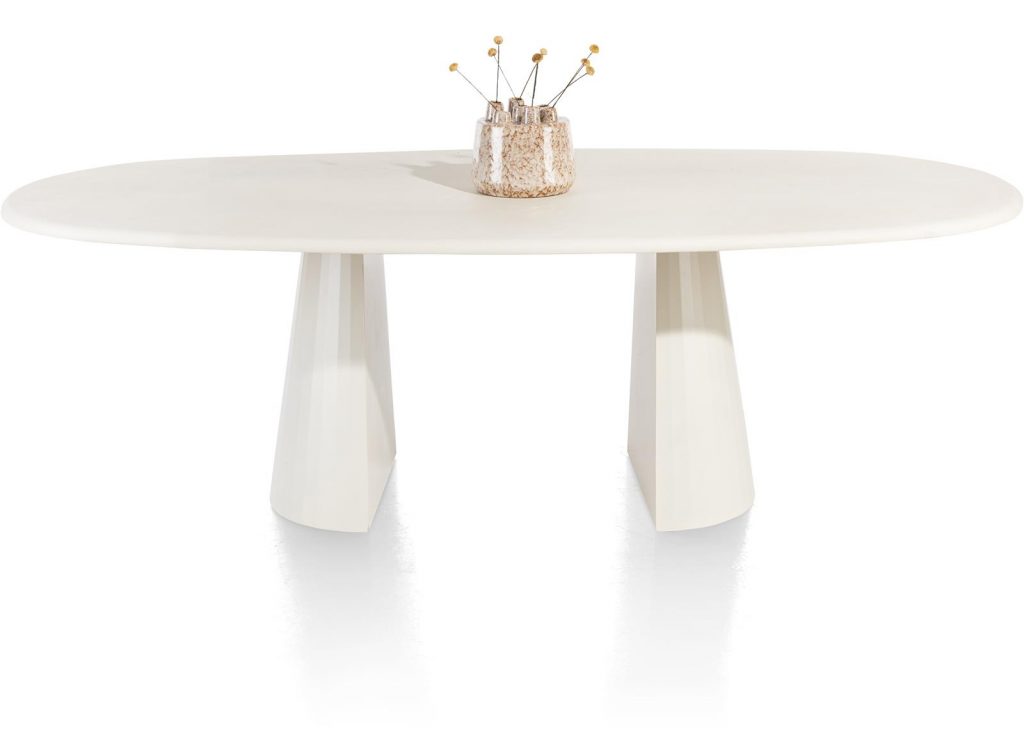 table naturel avec 2 pieds conique