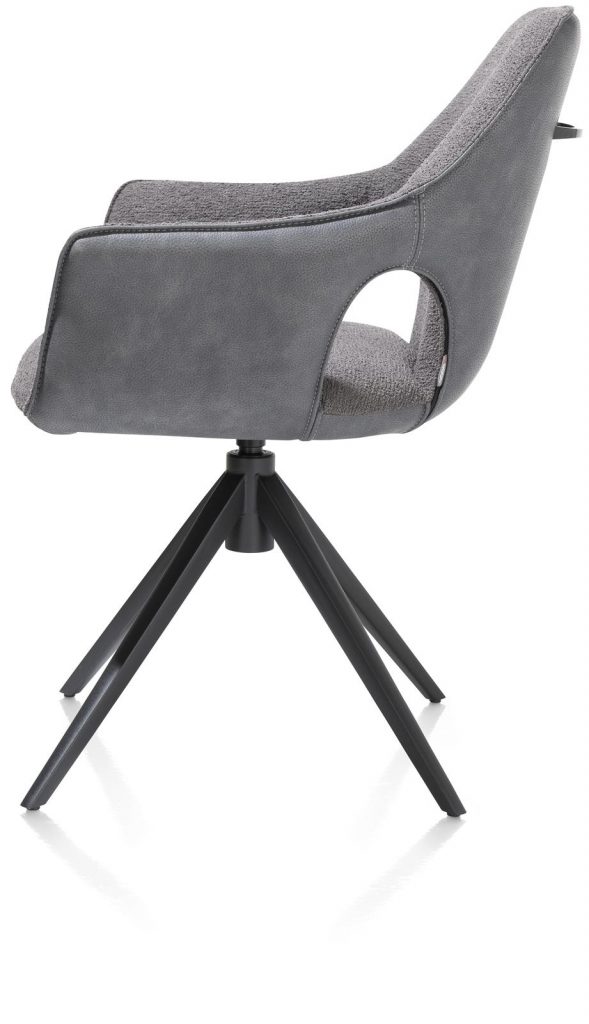 chaise bi matières avec pied métallique