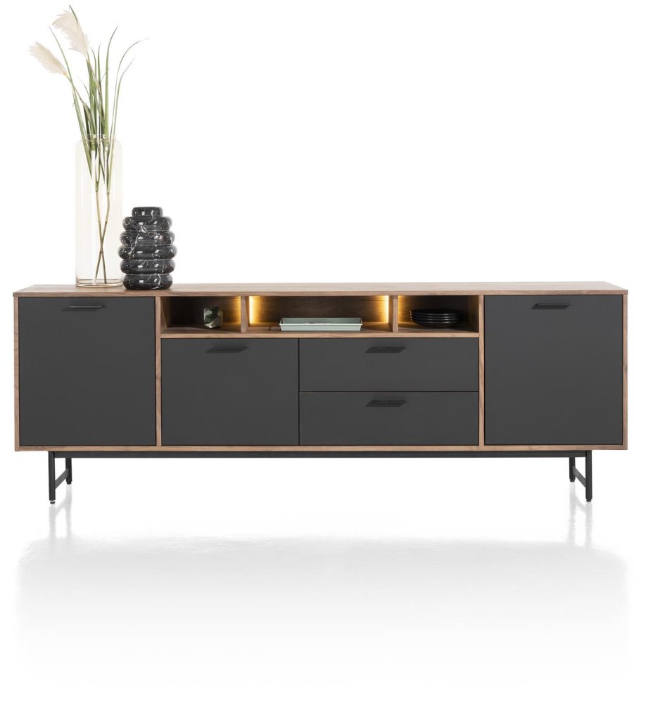 buffet moderne en bois et gris anthracite