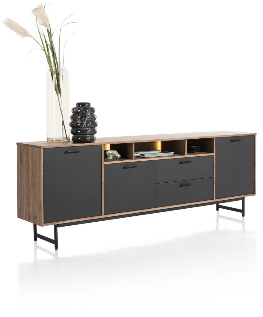 buffet moderne en bois et gris anthracite